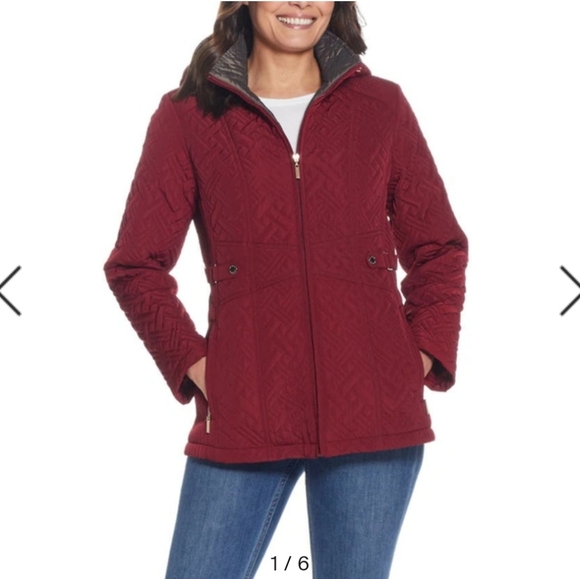 Gallery red quilted jacket sz L - Picture 1 of 12